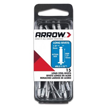 Arrow Fastener RLS1/8 Long Steel 1/8-Inch Rivets, 15-Pack