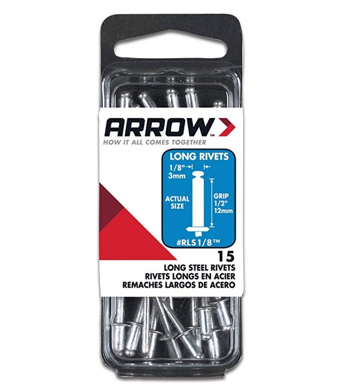 Rivets Long en acier de 1/8 po de Arrow Fastener - Paquet de 15