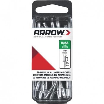 Arrow Fastener RMA1/8 Medium Aluminum 1/8-Inch Rivets, 20-Pack