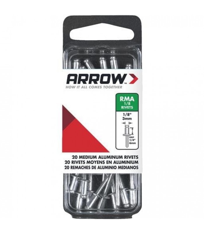 Rivets medium en aluminium de 1/8 po de Arrow Fastener - Paquet de 20