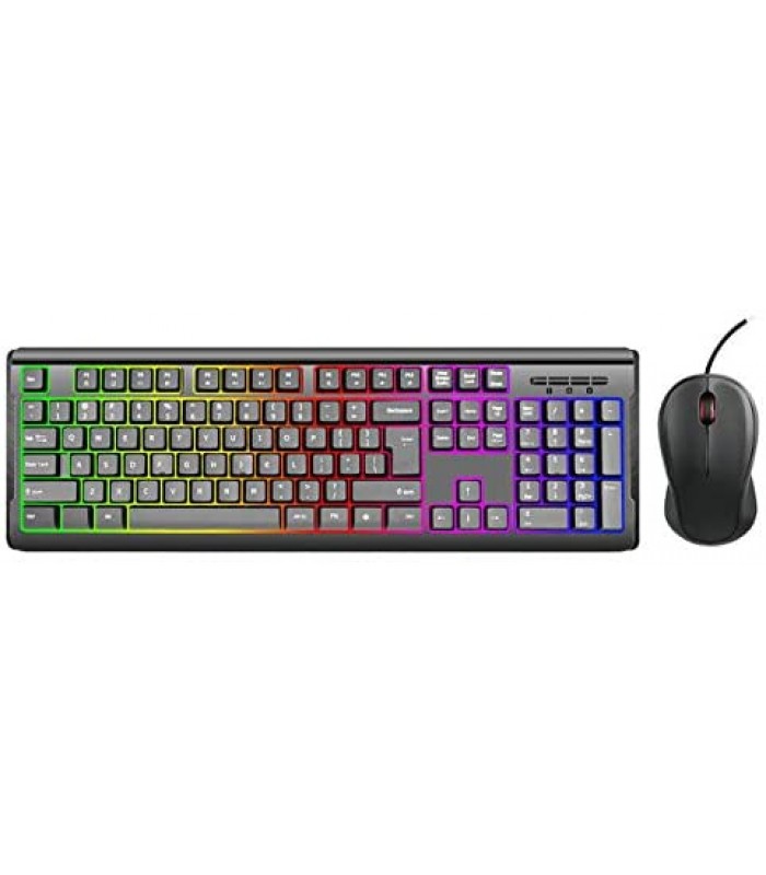 iMicro KB-RP2169C Rainbow Backlit Wired USB Keyboard and Mouse