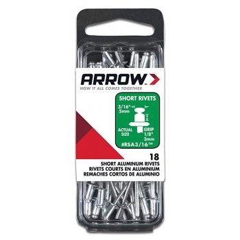 Arrow Fastener RSA3/16 Short Aluminum 3/16-Inch Rivets, 18-Pack