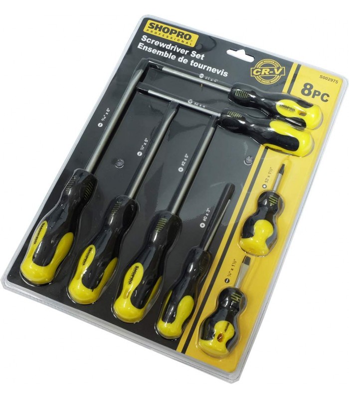 SHOPRO Screwdriver Set with soft grip handle - 8 pieces