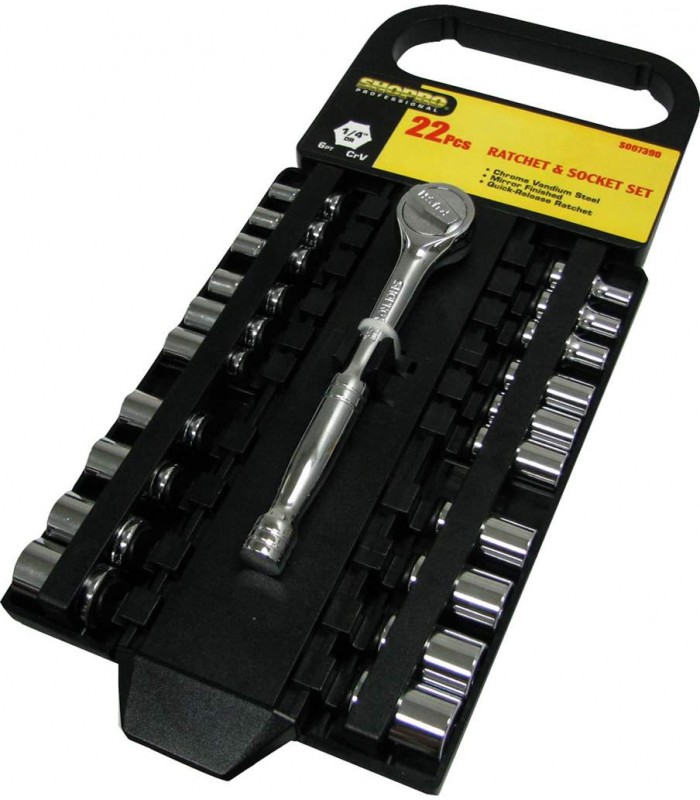 SHOPRO 21-Piece Ratchet & Socket Set 1/4