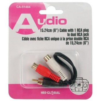 Adaptateur RCA Mâle à 2 RCA Femelle 6 po.