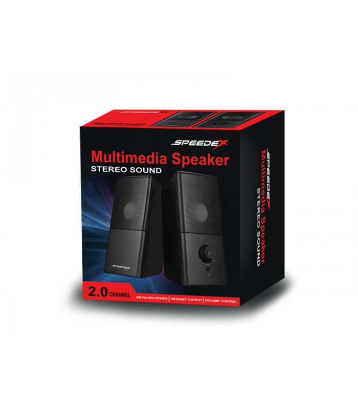 Speedex Multimedia 2.0 canaux 6W stéréo 3,5 mm + alimentation USB avec connecteur de sortie casque avant Haut-parleur PC