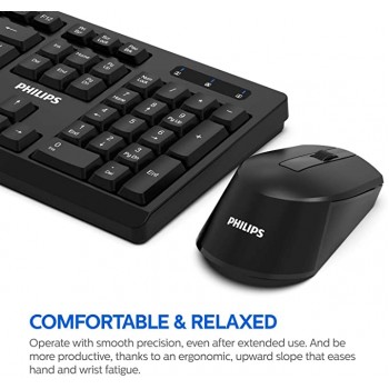 Philips Combo sans fil avec clavier silencieux et souris ambidextre à connexion sans chute 2,4 GHz