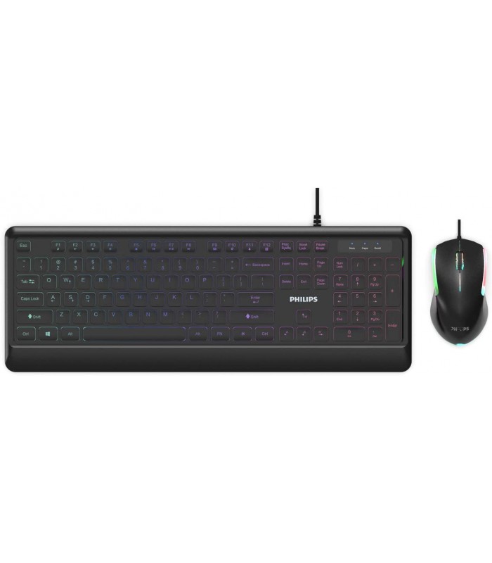 Philips Elegant USB Gaming RGB Light FX Keyboard and Mouse Combo