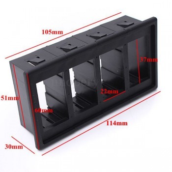  Plastique noir Rocker Switch clip support de panneau de logement pour 4 commutateurs
