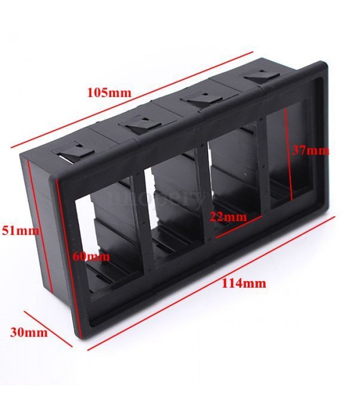 Black Plastic Rocker Switch Clip Panel Holder Housing for 4 Switches