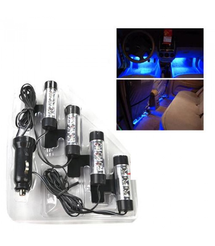 4x 3LED Car Charge 12V Glow Interior Decorative Atmosphere Blue Light Lamp