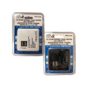 All-In-One Universal International Travel Adapter with 2 USB Port 2.1Amp