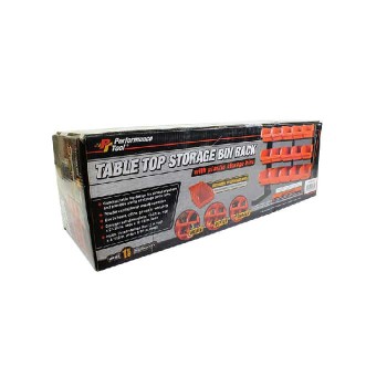 Performance Tool Set of plastic storage bins with table stand - Red - 15 pieces