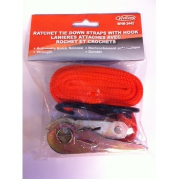 Ratchet tie down straps with hook