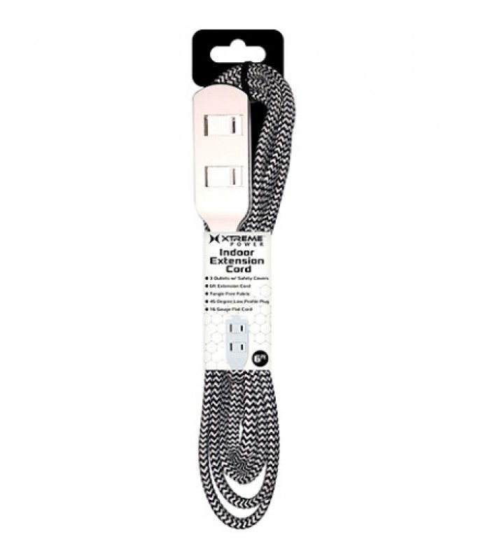 Xtreme 6Ft Indoor Extension Cord - Black/White