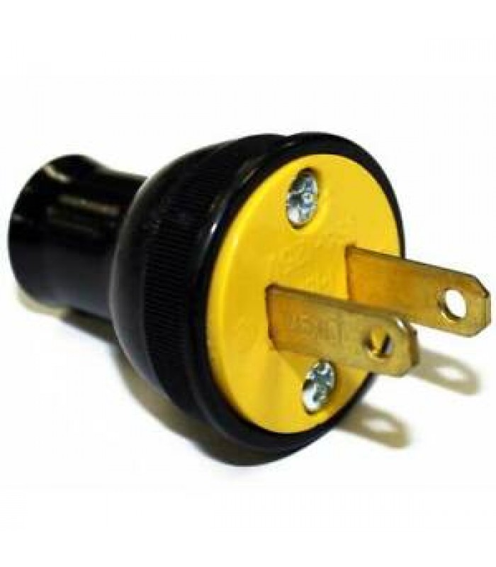 AC male plug 2 pins 15A / 125 VAC Black