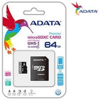 Carte mémoire micro SDHC UHS-I U1 ADATA 64 Go Class10 avec adaptateur