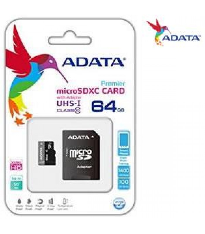 Carte mémoire micro SDHC UHS-I U1 ADATA 64 Go Class10 avec adaptateur