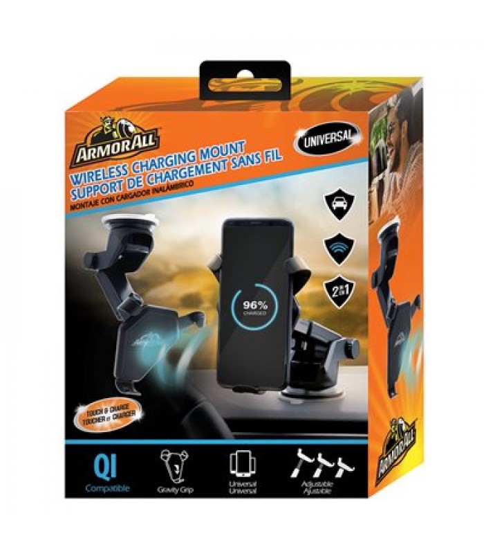 Armor All Wireless QI Car Charging Mount Compatible W/QI Enabled Phones
