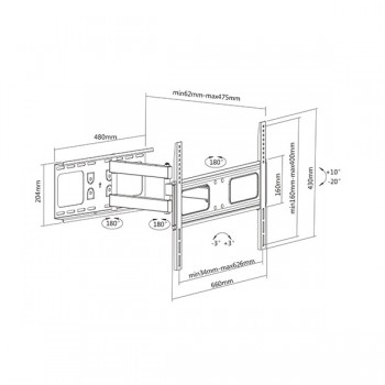 Support mural pivotant pour téléviseurs à écran plat de 37 à 70 po de Global Tone