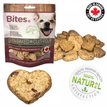 BITES biscuits cuits au four pour chien 85gr - FOIE & GRAINES DE LIN