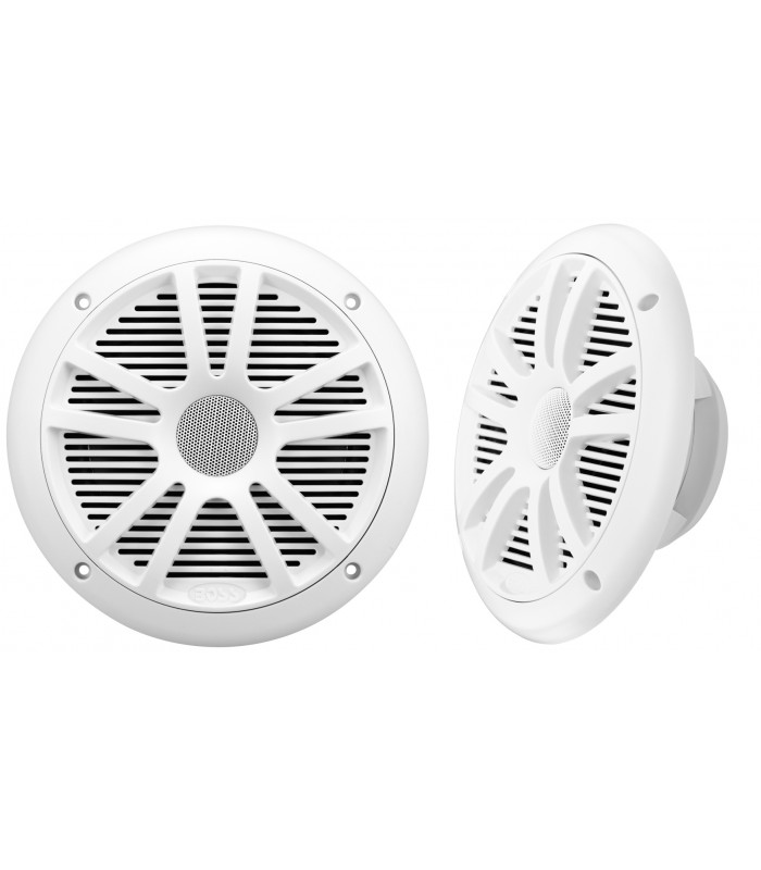 Haut-parleurs coaxiaux marins double cônes de 6,5 po 180 Watts de Boss Audio - Blanc