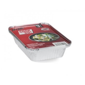 Récipients avec couvercles 2 lbs de Titan en Aluminium - Paquet de 3