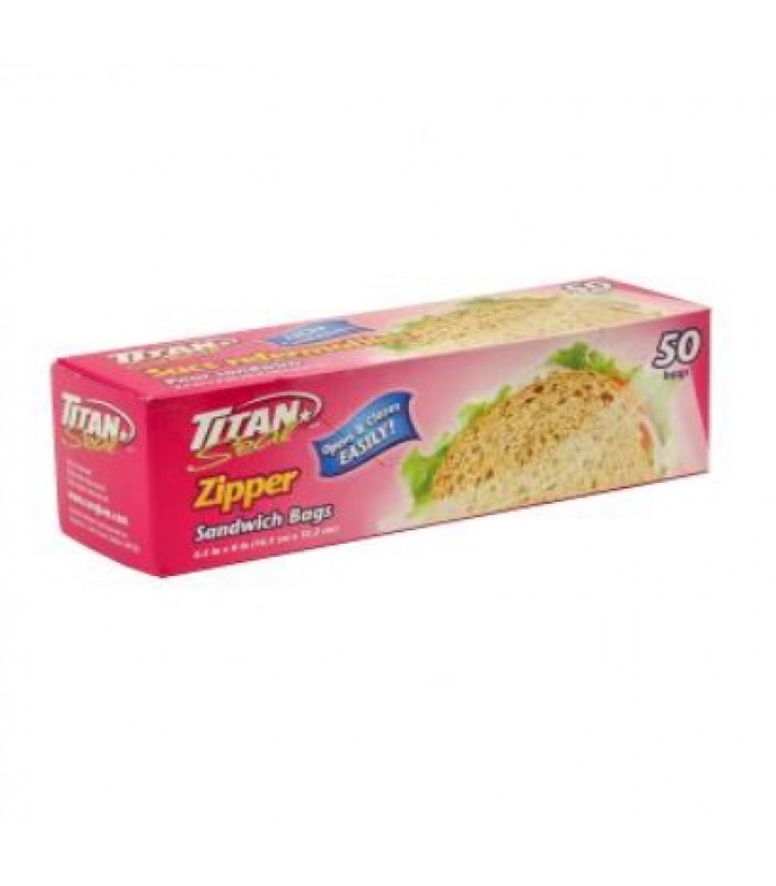 Titan Zipper Sandwich Bags - Pack of 50