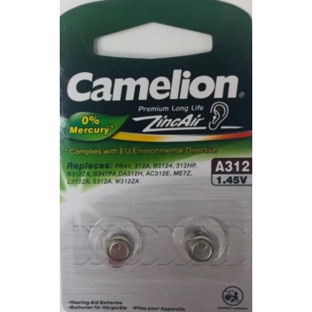 CAMELION 1.45V ZINC AIR AUDITIF BATTERIE (2 PCS) A312