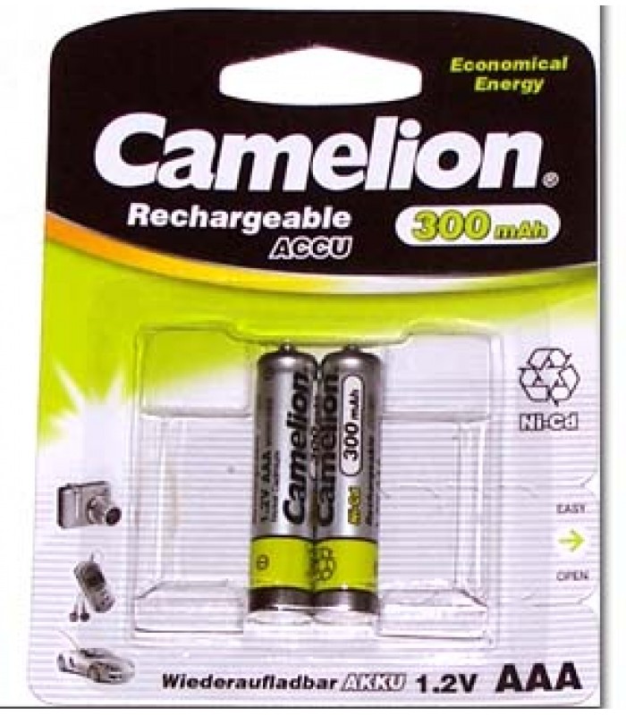 Piles Camelion rechargeables AAA NI-CD 1.2V 300mAh - Paquet de 2