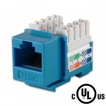 Linkit Security CAT5e RJ45 keystone jack, 90 degree , 50u gold , 110 blue, cULus certified