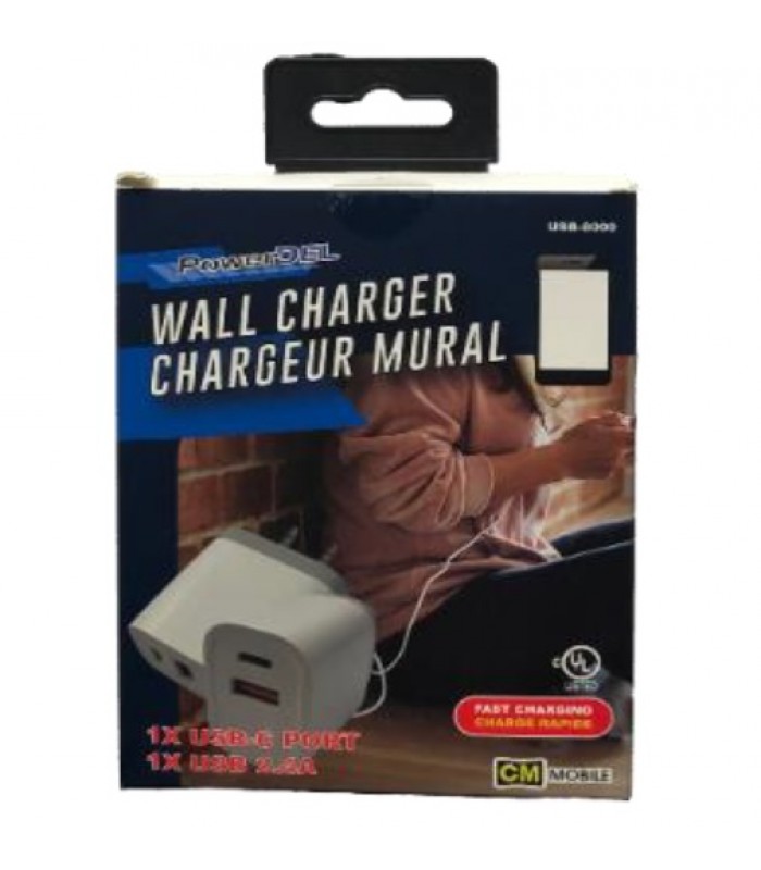 Chargeur mural PowerDEL USB-C et USB 2.4A