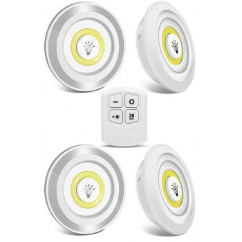 COB LED Puck Light 4 Pack with Remote Controller