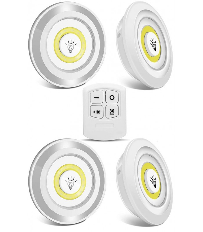 COB LED Puck Light 4 Pack with Remote Controller