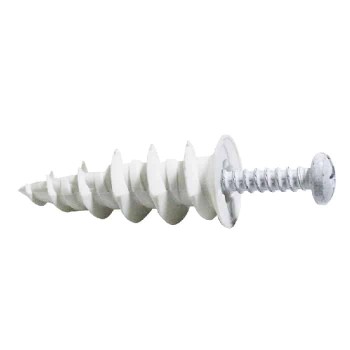 Cobra Anchors Nylon Screw-In Anchor for Drywall with #8 White Screws - Pack of 4