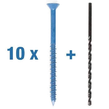 CobraTap Vis à béton à tête plate 3/16" X 3-1/4" avec mèche 5/32" - Paquet de 10