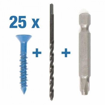 CobraTap Paquet de 25 vis à béton à tête plate 1/4″ x 1-1/4″ + mêche à forage et douille