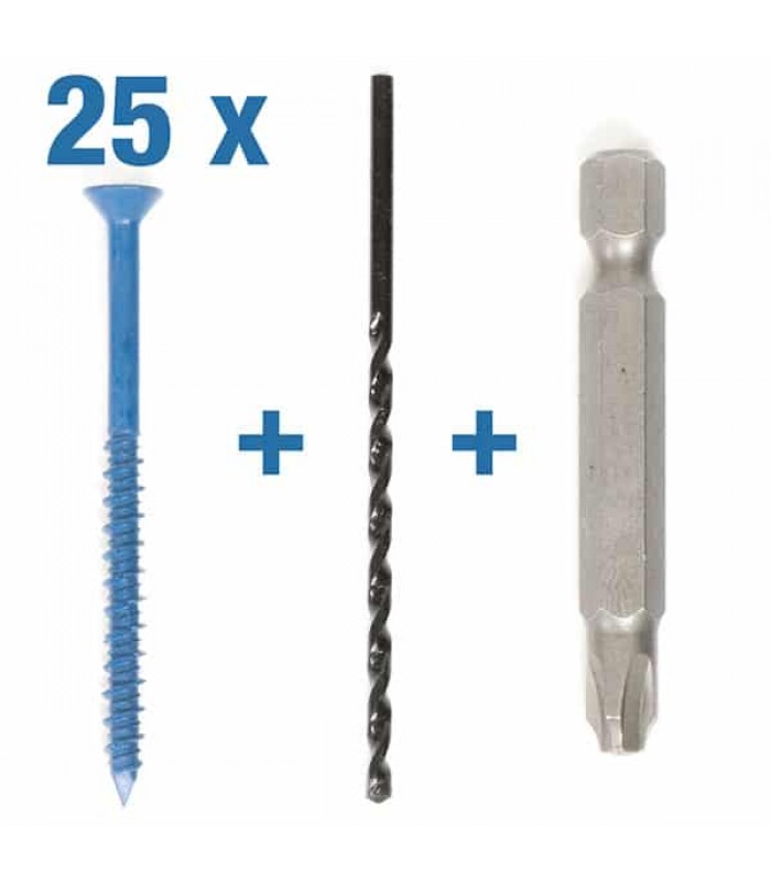 CobraTap Pack of 25 Concrete Screws Flat Head 3/16″ x 2-3/4″ + Drill Bite and Nut Setter