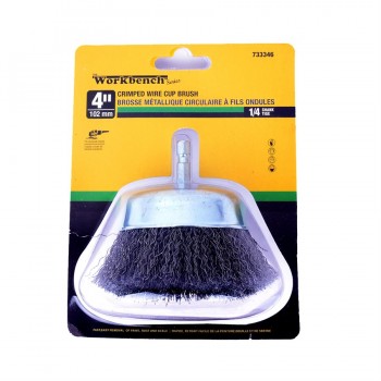 Cup Brush with shank Workbench 4" Crimped wire wheel
