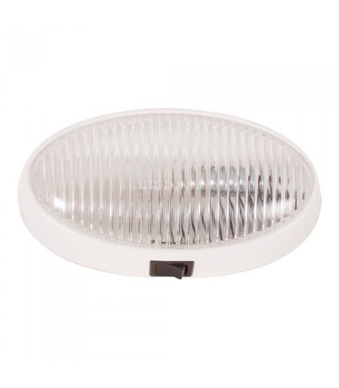 Lampe de porche/utilitaire ovale avec interrupteur - Claire avec base blanche Optronics