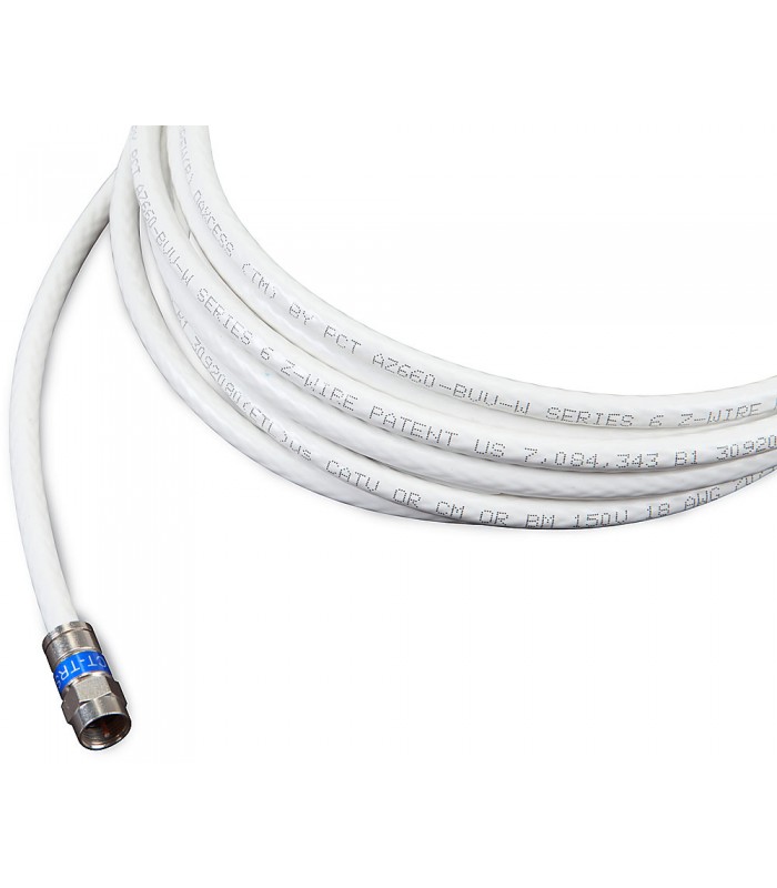 Câble coaxial RG6 de 1 pi 3000Mhz Blanc de Dbyles