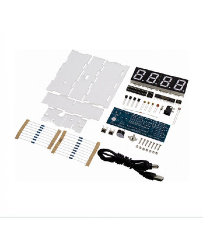 DIY Kit Blue LED Electronic Clock Microcontroller Digital Clock Time Thermometer