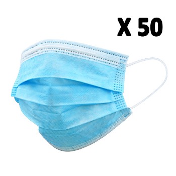 Masque facial jetable à 3 plis - Boîte de 50