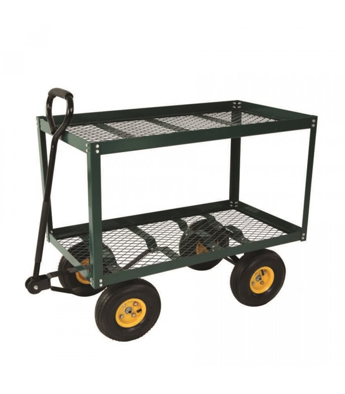 Double Deck Steel Nursery Cart w/Pneumatic Tires 34in x18in