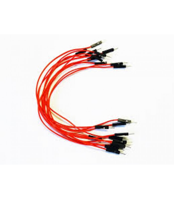 25cm Dupont Cable 1p connector Wire Jumper Cord Male To Male Red For Arduino - Pack of 10