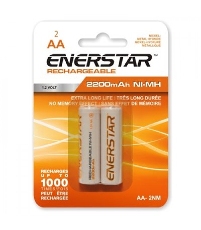 Pile Rechargeable 2*AA 2200mAh Ni-MH de Enerstar