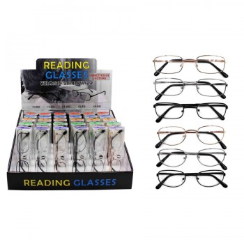 READING GLASS W/ METAL FRAME & SPRING HINGE