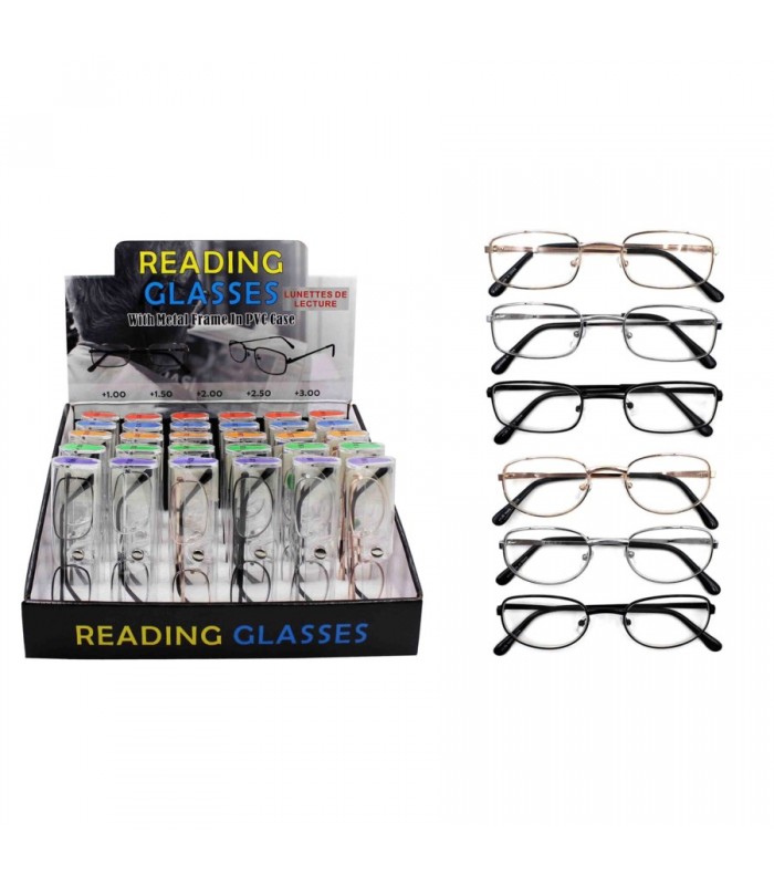 READING GLASS W/ METAL FRAME & SPRING HINGE