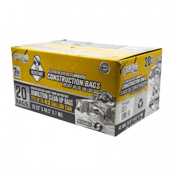 ezClean 20pc HD Construction Demolition Woven Bag 29.25in x48.5in (7mil) White