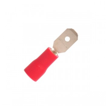 Global Tone 22-18 AWG 0.187'' Vinyl Insulated Male Red Push-On Terminals - Pack of 100